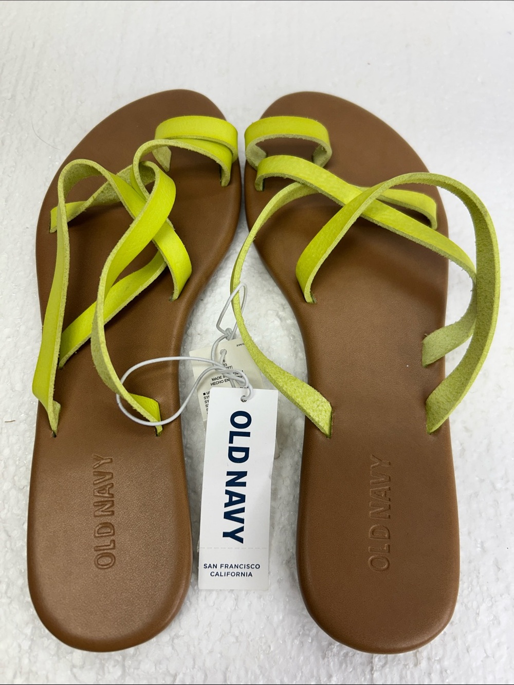 Old Navy Women's Neon Lime Strappy Flat Sandals